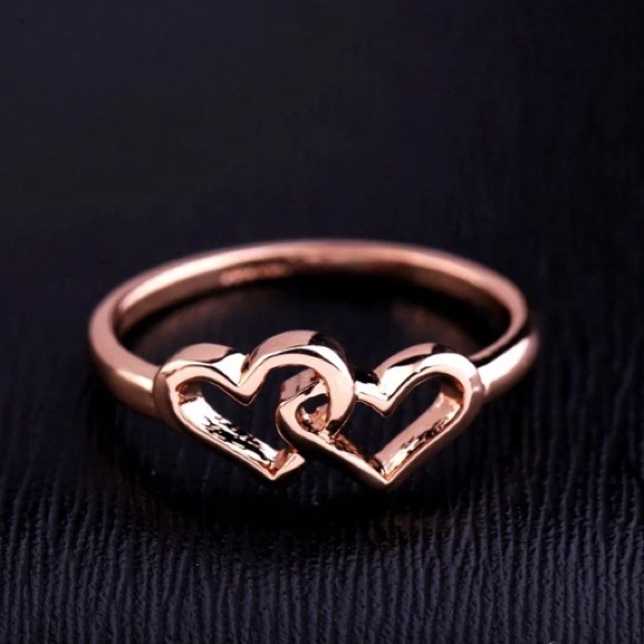 NEW!💙💎ROSE💗GOLDEN💛JOINED💛HEARTS💗RING💎💙SZ 7 - Picture 2 of 8